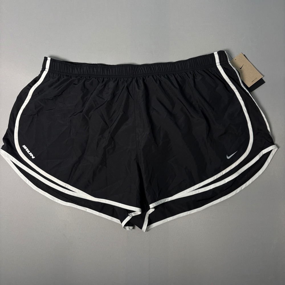 Nike Dri-FIT Plus Size 3X Running Shorts Black White 847761-010 Dolphin Hem
